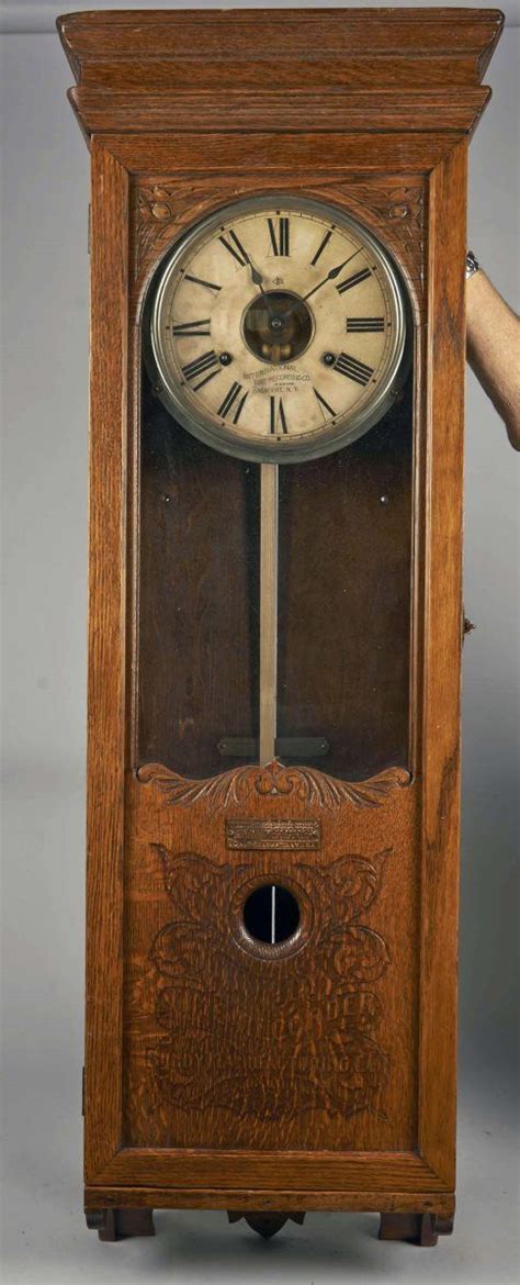 Finchingfield antique clocks and furniture. Bundy Time Recorder Wall Clock with Pendulum.