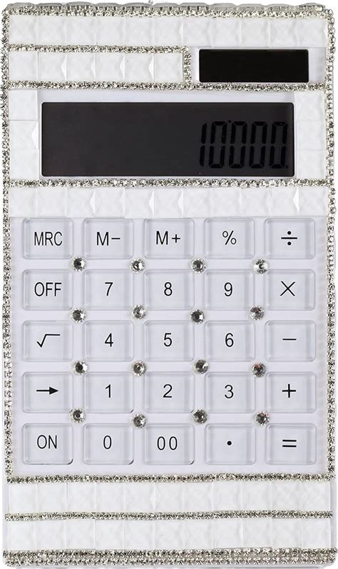 Silver Bling Calculator Glitter Rhinestone Solar Energy