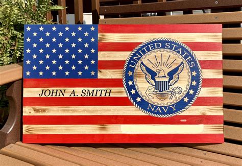 Army Wood Flag Personalized 235 X 13 Burned Wood American Etsy