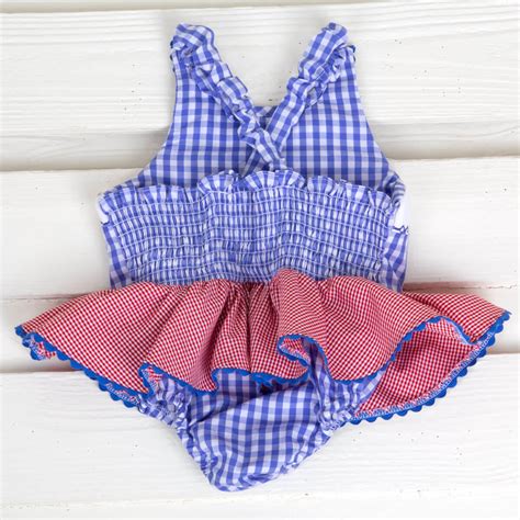 Royal Blue Gingham Crab Smocked One Piece Swimsuit Smocked Auctions