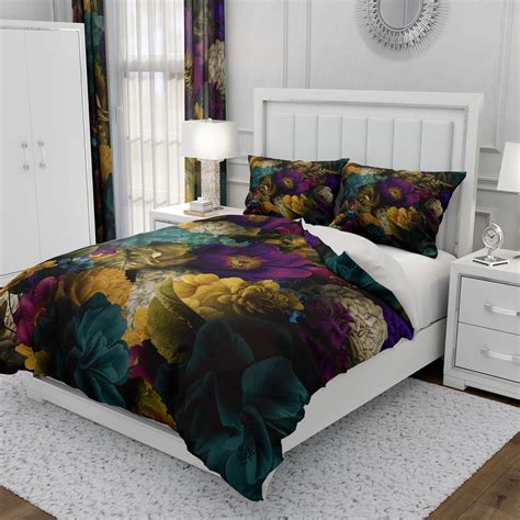Abstract, painterly florals on this oversized comforter set brighten up your bedroom; Romantic Floral Comforter Duvet Cover Pillow Shams | Etsy ...