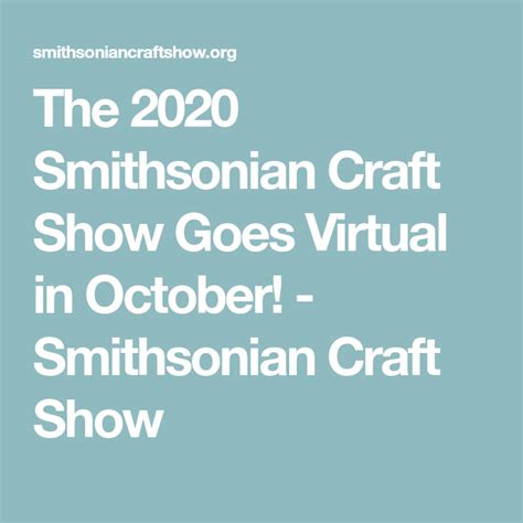 The 2020 Smithsonian Craft Show Goes Virtual In October Smithsonian