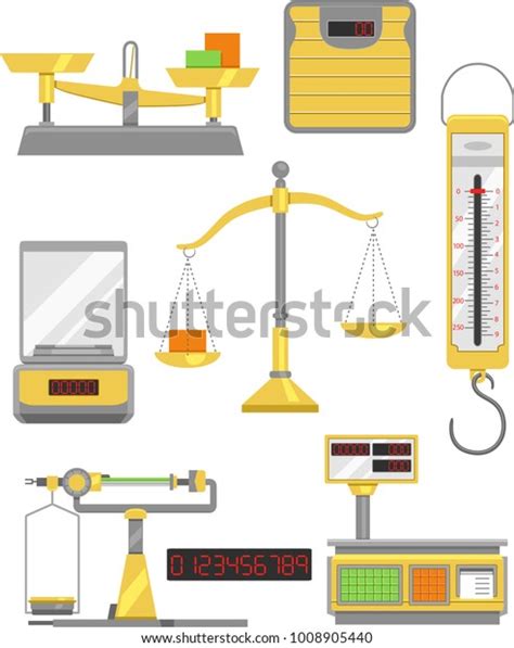 Measuring instruments are measuring devices that transform the measured quantity or a related quantity into an indication or information. Illustration Different Tools Measuring Mass Like Stock ...