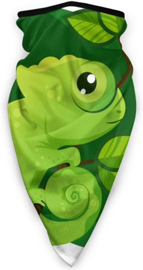 Cute Funny Chameleon Lizard Cartoon Face Masks Bandana