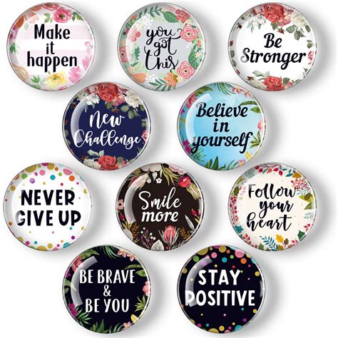 10 Pieces Inspirational Fridge Magnets Motivational Quote Magnets Glass