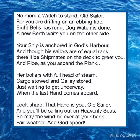 Poem In Memory A Sailor Boat Coastguardsman Anyone Who Sails On The