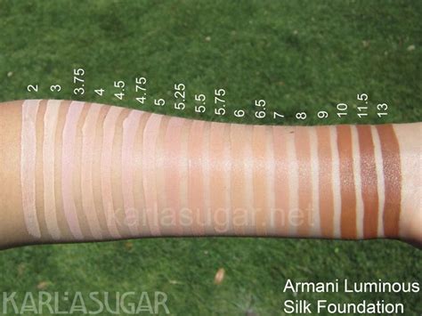 Launched back in 2000, it's widely lauded as one of the best formulas by makeup. Armani, swatches, Luminous Silk Foundation, LSF ...