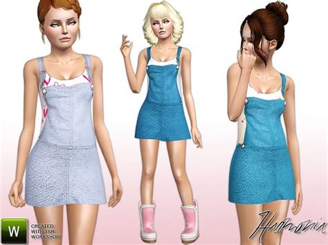 Overall Denim Look Dress By Harmonia Sims 3 Downloads Cc Caboodle