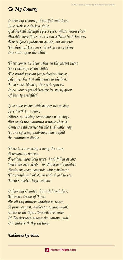 To My Country Poem By Katharine Lee Bates