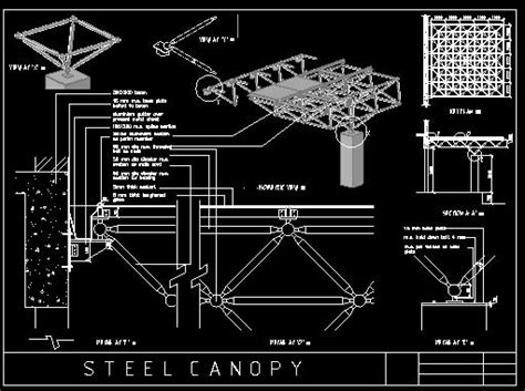 How are glass canopies used in building design? Canopy detail in AutoCAD | Download CAD free (2.12 MB ...