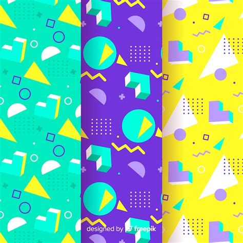 Colorful Memphis Pattern Group Vector Free Download