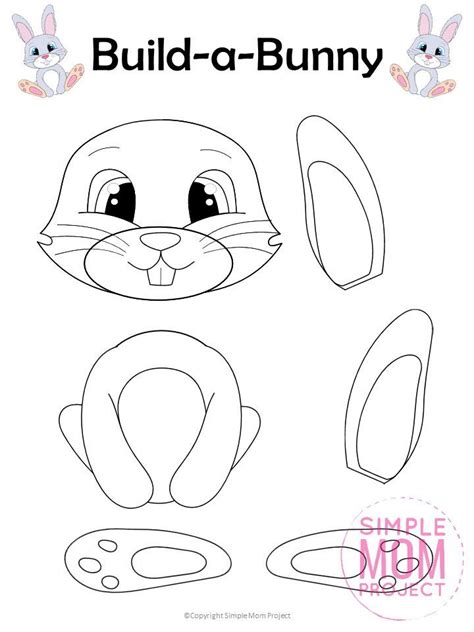 You can print out the template and bunny onto paper and use a strong card for the actual card piece (the blue in my picture). Free Printable Build an Easter Bunny Craft for Kids | Easter bunny colouring, Easter bunny ...