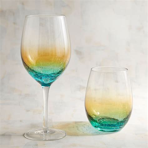 Ombre Crackle Wine Glasses Pier 1 Imports Wine Glasses Wine Bar Glassware