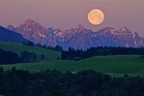 Full Moon Over Mountains Digital Art By Bernd Rommelt Pixels