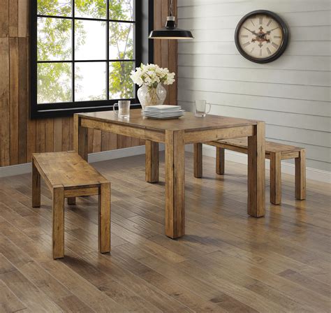 Rustic farmhouse style dining table. Rustic Wood Dining Table Brown Distressed Farmhouse Style ...