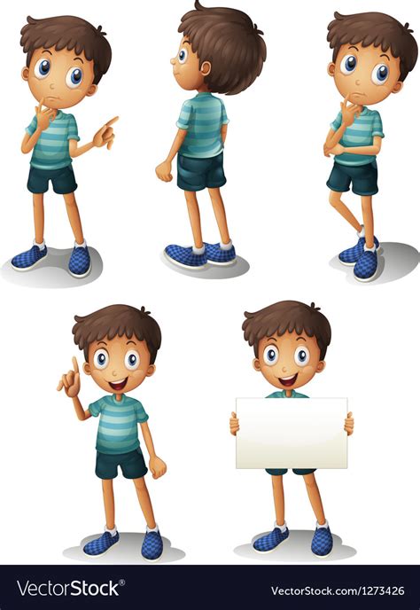 A Young Boy In Different Positions Royalty Free Vector Image