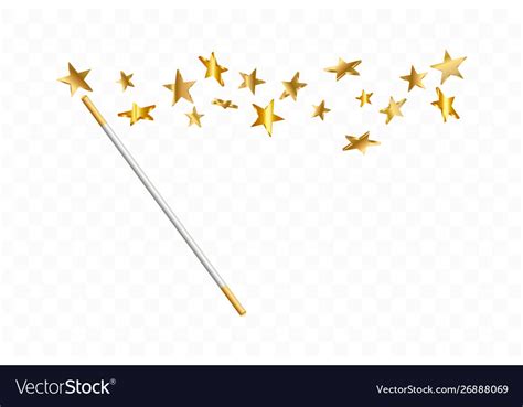 Magic Wand With 3d Stars On Transparent Background