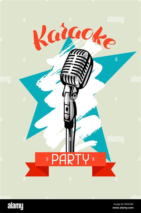 Karaoke Party Poster Music Event Banner Illustration With Microphone