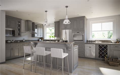 Browse photos of small gray kitchen designs. Roosevelt Steel Gray Pre-Assembled Kitchen Cabinets - The ...