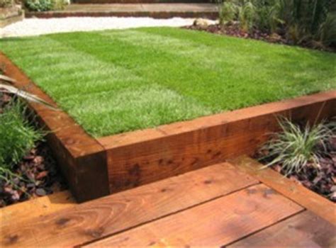 Railway sleepers can also be used vertically in your raised beds. Sleeper edging for lawn | 5 St. Marys Garden | Pinterest ...