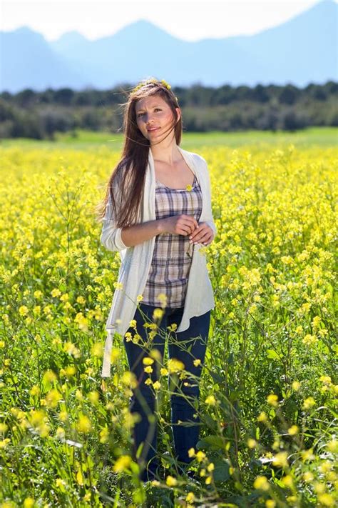 Beautiful Natural Young Woman In The Country Stock Photo Image Of