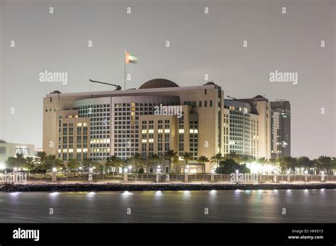 Government Building In Abu Dhabi Illuminated At Night Stock Photo Alamy