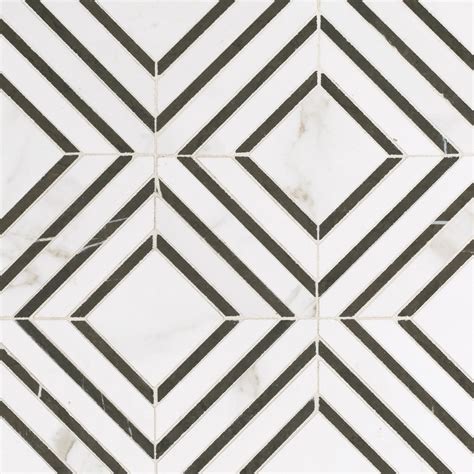 Calacatta Labrinto Waterjet Porcelain Mosaic Bathroom Floor Tiles