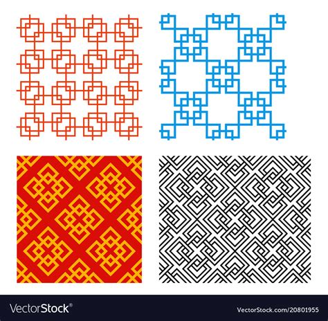Seamless Chinese Pattern In Geometric Style Vector Image
