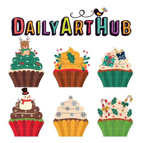 Sweet Christmas Cupcake Clip Art Set Daily Art Hub