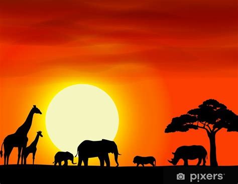 Africa Safari Landscape Background Wall Mural • Pixers® We Live To Change
