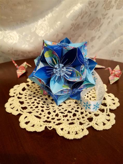Ice Kusudama Origami Flower Ball 64 By Shadycatstudios On Deviantart