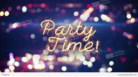 Party Time Sparkler Text And City Bokeh Lights 4k 4096x2304 Stock