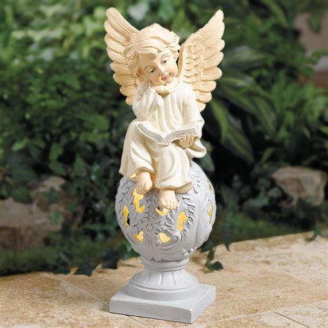 Sitting Angel Statue With Warm Solar Light New Arrivals