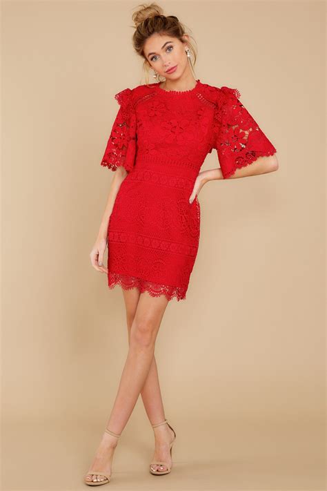 Flirty Red Dress Lace Scalloped Little Red Dress Dress 6200