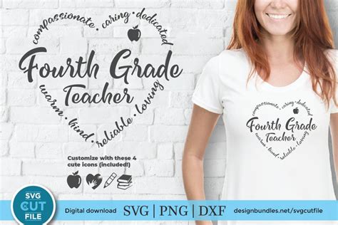 Fourth Grade Teacher Svg A 4th Grade Teacher Kit With Icon