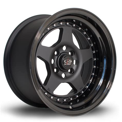 Kyusha 15x8 4x100 Et0 Flat Black With Gloss Black Lip Rota Wheels Wheels