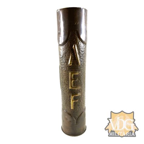 Ww1 Us Aef Trench Art 75mm Scovill Shell Vdg Militaria
