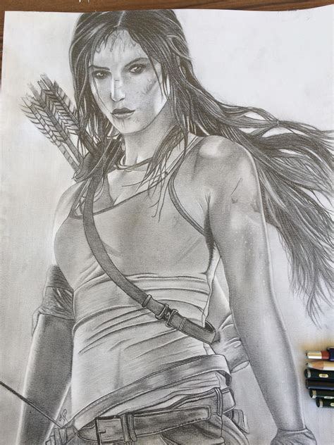 Lara Croft From Rise Of A Tomb Raider A3 Pencil On Paper By Me