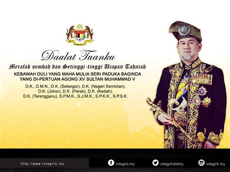 The term agong is not translated, as in the after the installation of sultan muhammad v as king in 2017, the date for the official birthday was. Pertabalan Kebawah Duli Yang Maha Mulia Seri Paduka ...