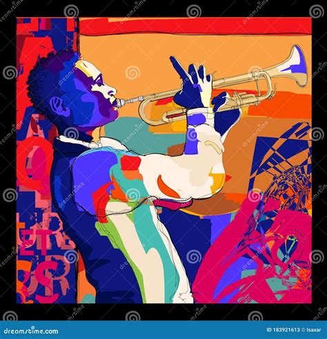 Trumpeter Playing Jazz Trumpet Player Stock Vector Illustration Of