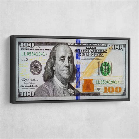 Big Benjamin 100 Dollar Bill Art Motivational Wall Art Epik Canvas