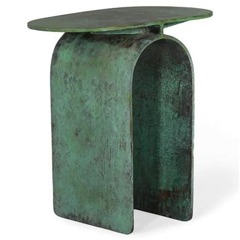 Evelyn Industrial Loft Green Steel Oval Accent Side End Table Side
