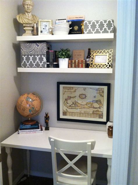 It's super easy to do. Closet office! Paint: Glidden Smooth Stone Shelves/Desk ...