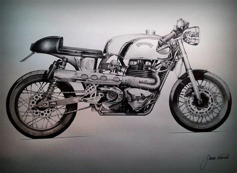 Cafe Racer Draw Motorcycle Racers Motorcycle Art Triumph Cafe Racer