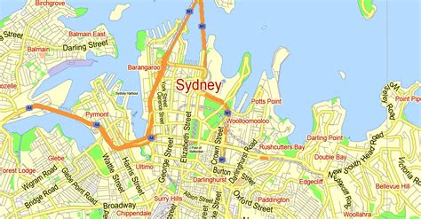 Pdf Map Sydney Australia Exact Editable City Plan 2000 Meters Scale