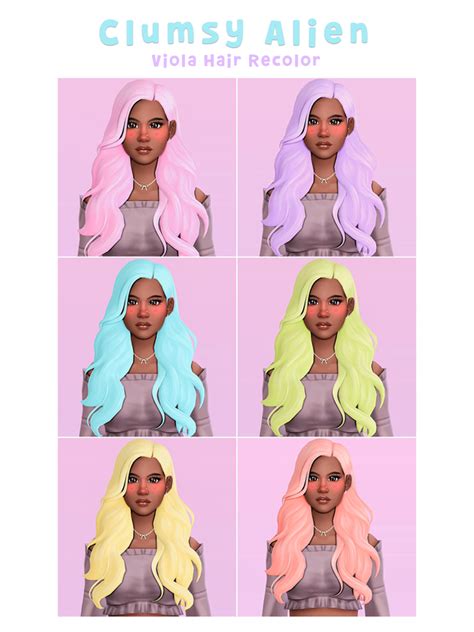Clumsy Alien Viola Hair Recolor Kawaii Whims Sims 4 Clothing Sims