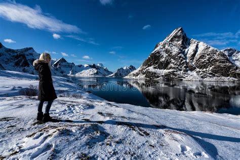 Women Posing In The Mountains Of The Lofoten Islands Reine Norway