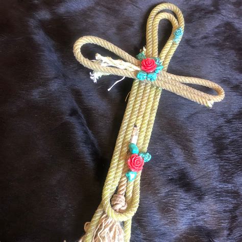Unbridled Faith Real Lariat Rope Cross With Red And Turquoise Etsy