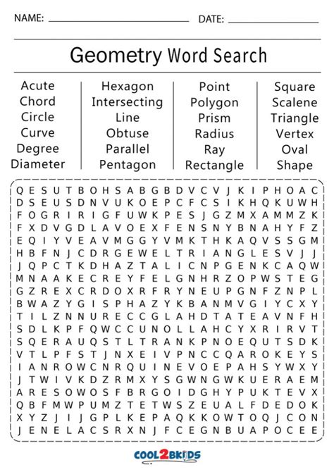 Free Printable Word Search Puzzles Geometry Word Sear