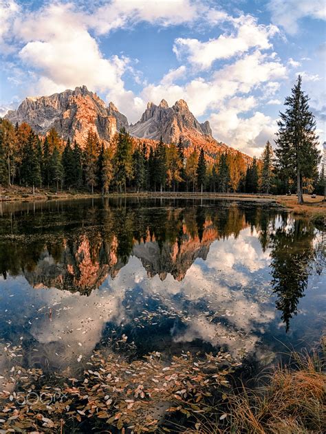 The Lake The Mountain The Reflections And The Leaves Lago Dantorno